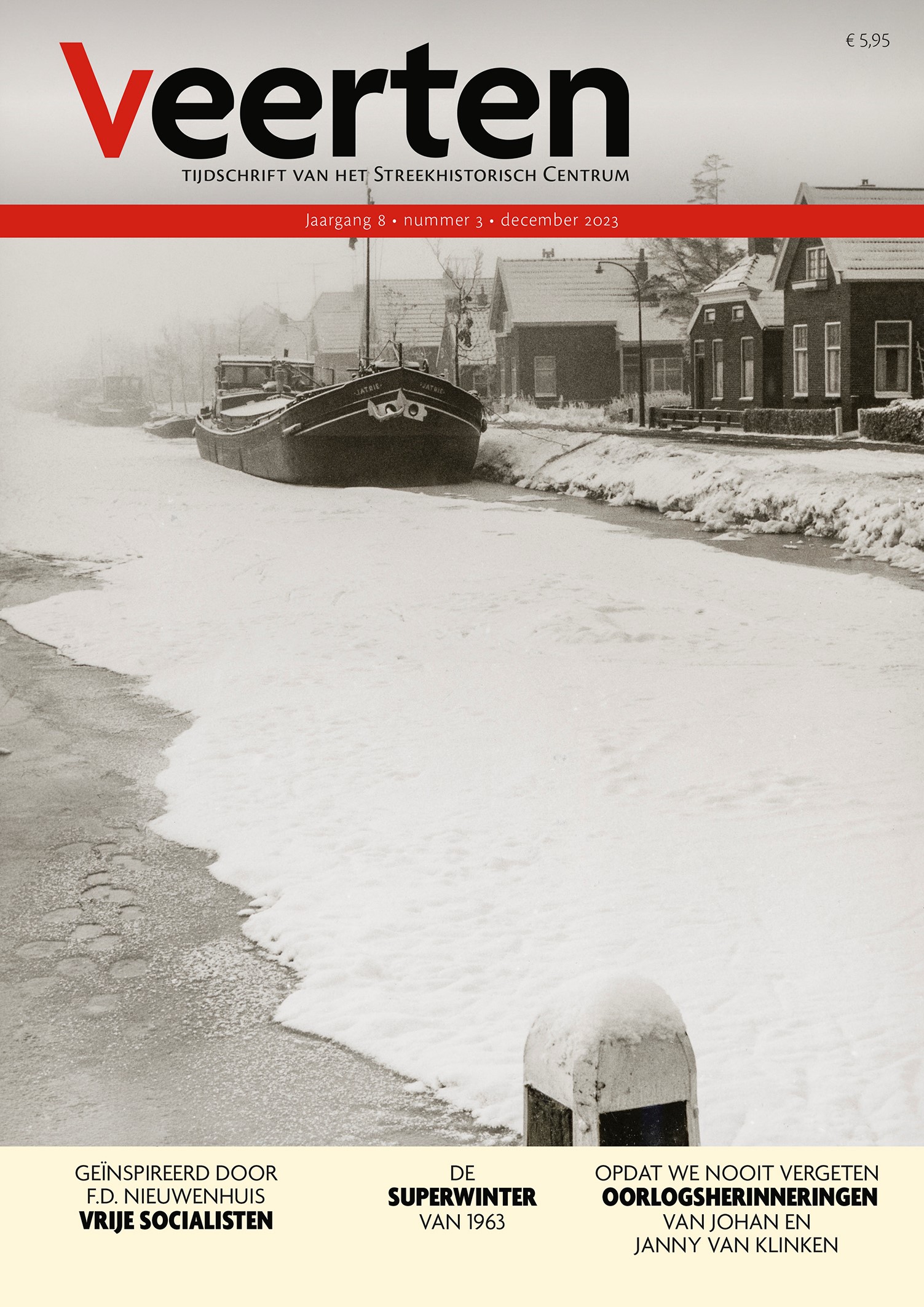 De cover van Veerten 8-3 met de Jatrie in het ijs aan de Cereskade.
